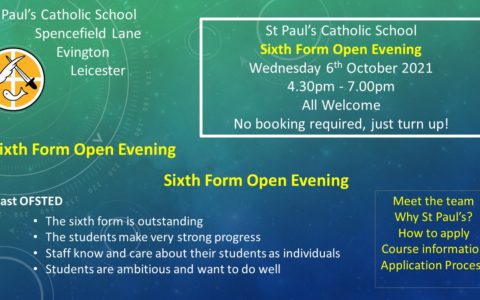 Sixth Form Open Evening - Wednesday 5th October