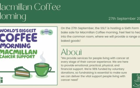 Macmillan Coffee Morning Friday 27th September